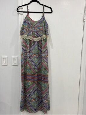 Speeckless Bohemian Multicolor Fringe-Trim Maxi Dress